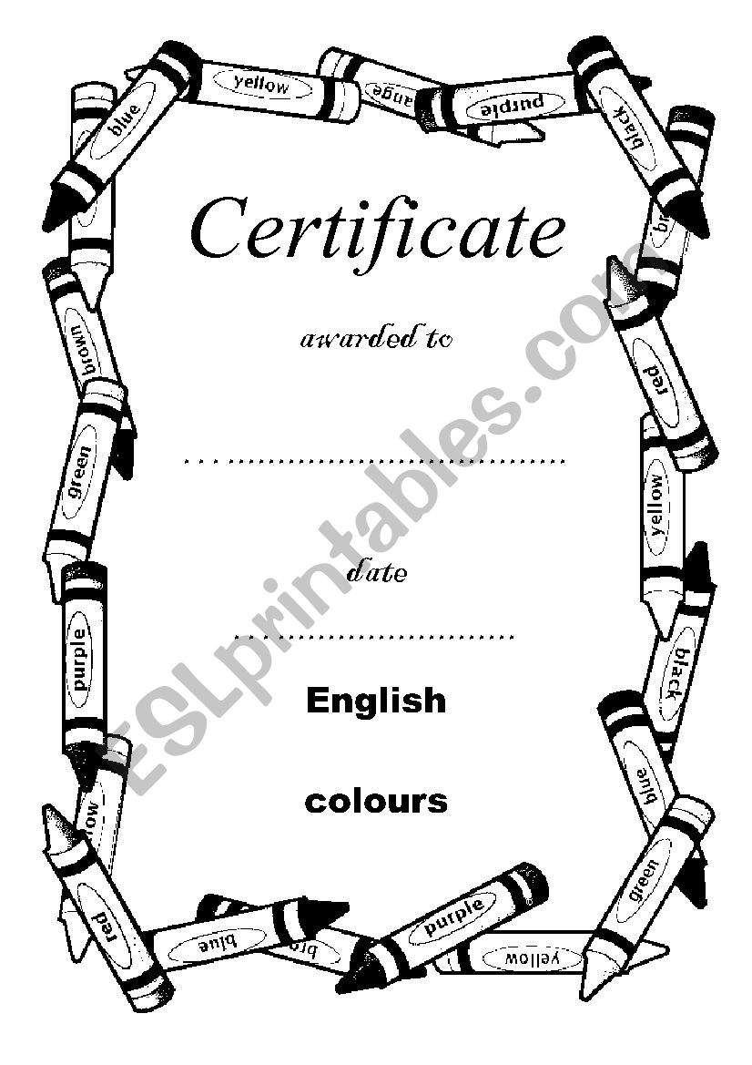 certificate of achievement - COLOURS