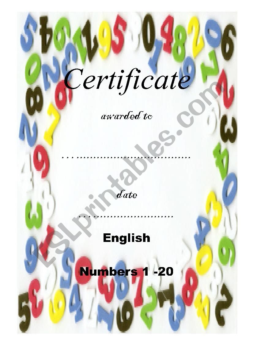 certificate of achievement - NUMBERS