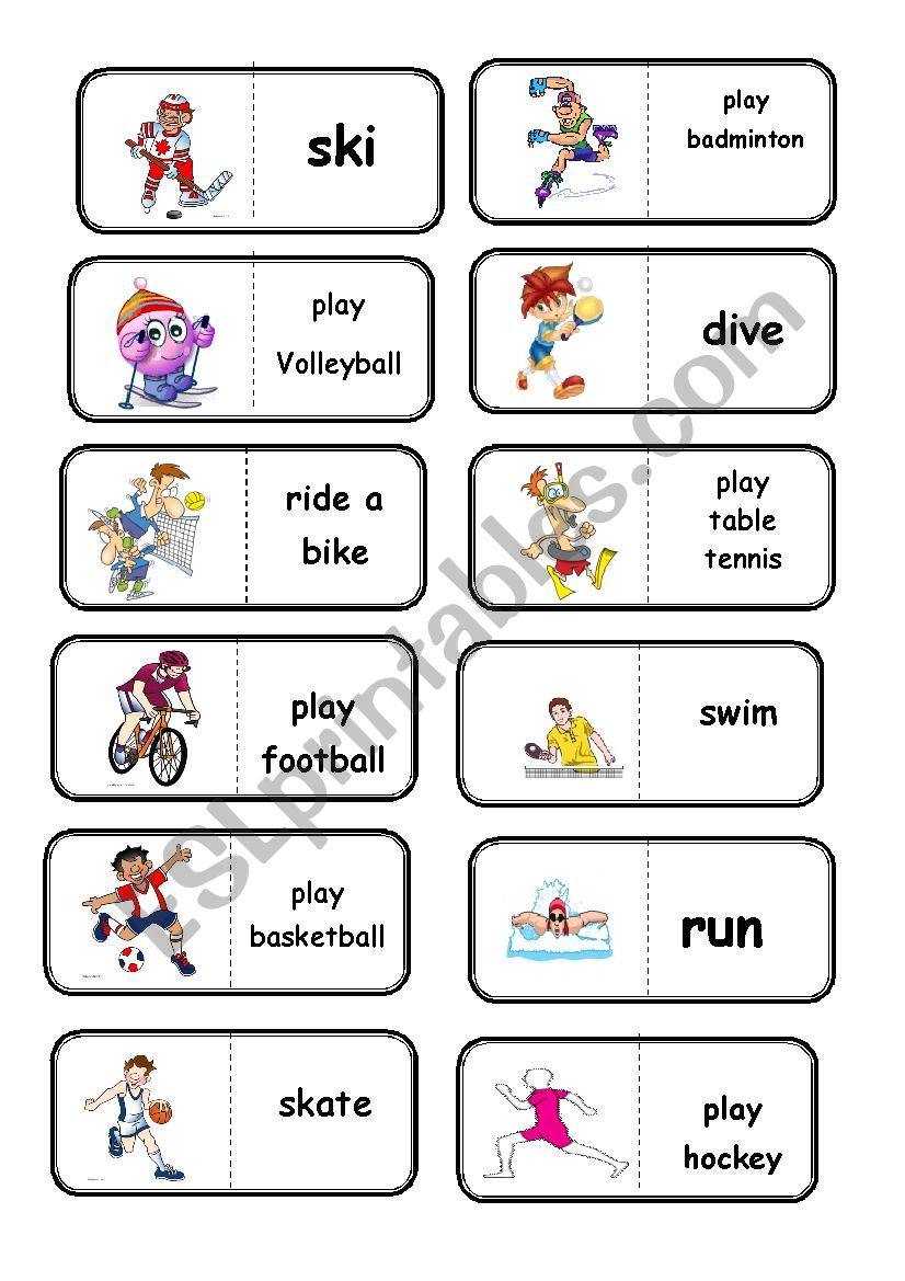 sport domino worksheet