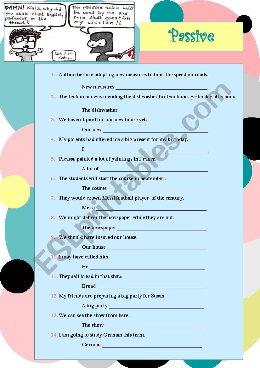 PASSIVE (rephrasing) worksheet