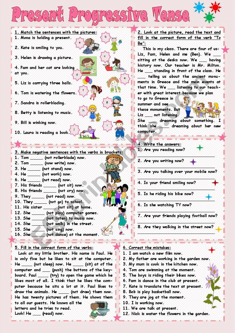 Present Progressive Tense worksheet