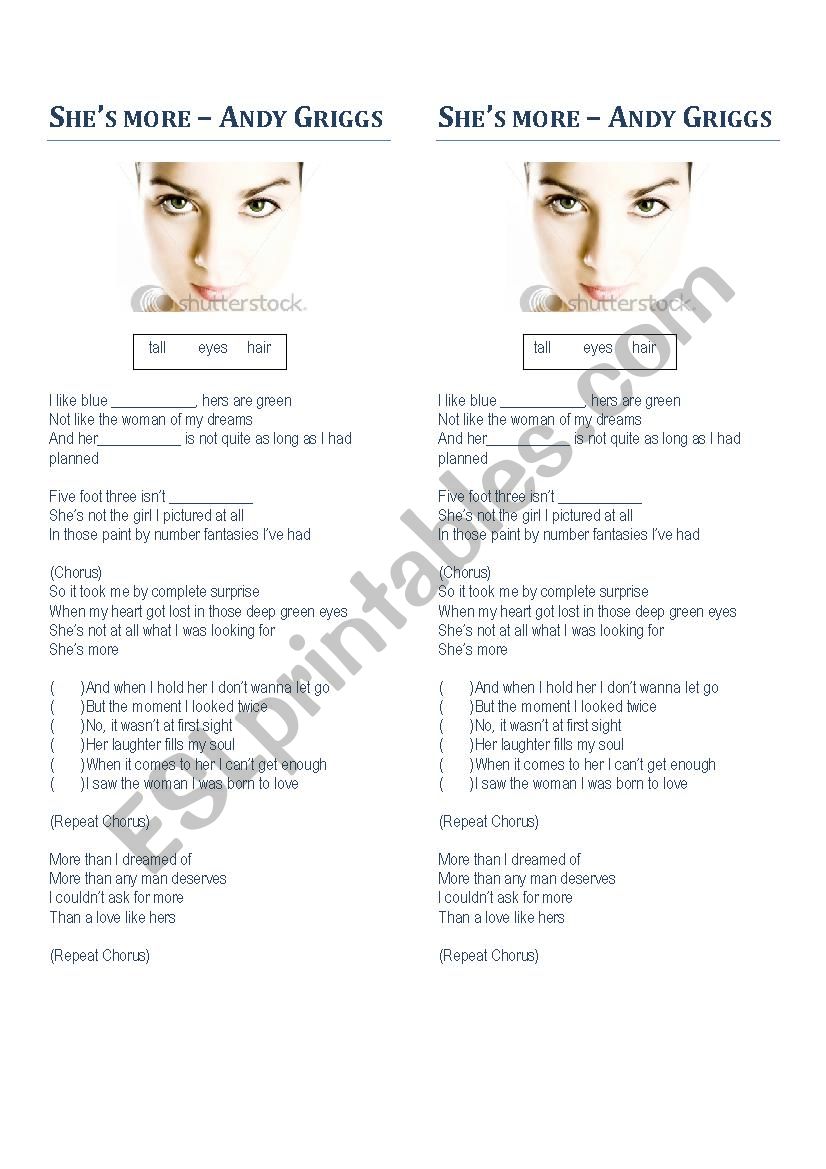 Shes more - Andy Griggs worksheet