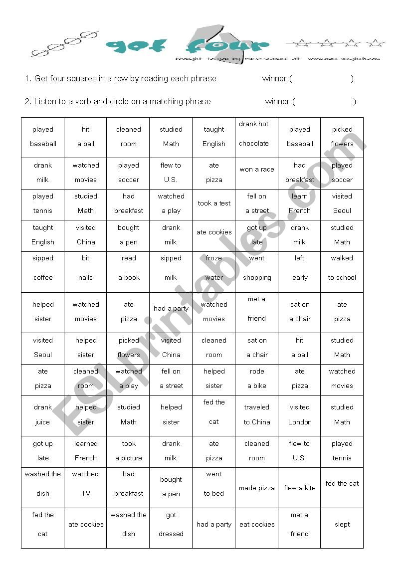 past verb form practice worksheet