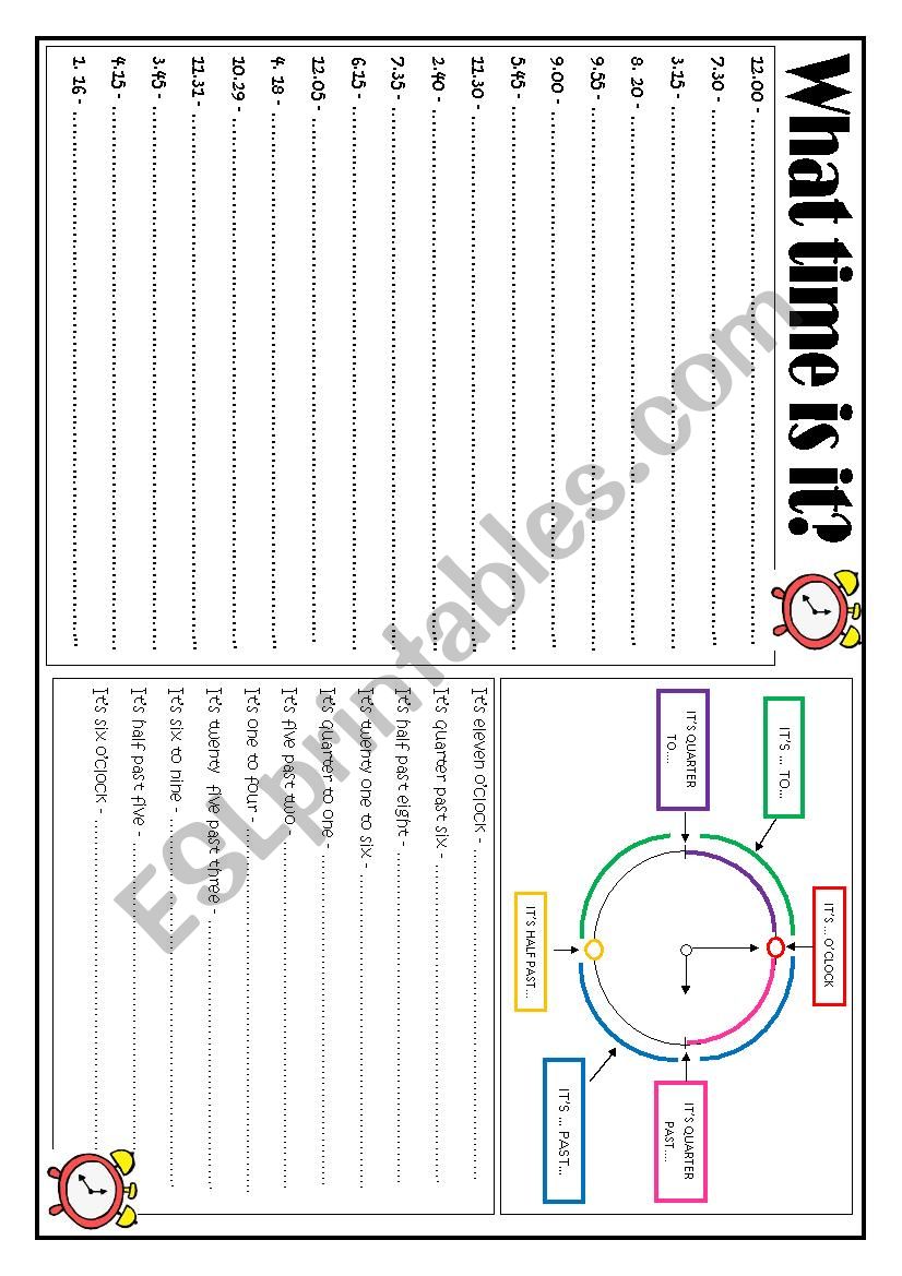 What time is it? Clock worksheet
