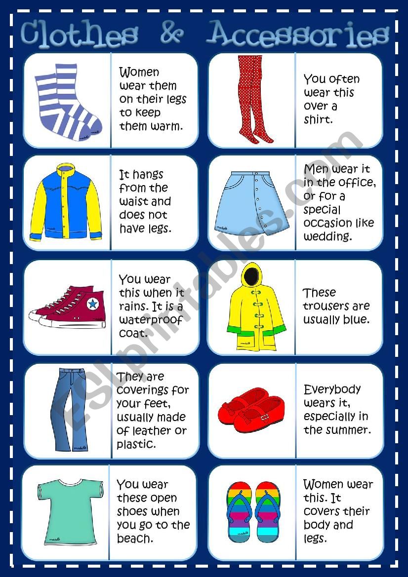 Clothes - dominoes worksheet