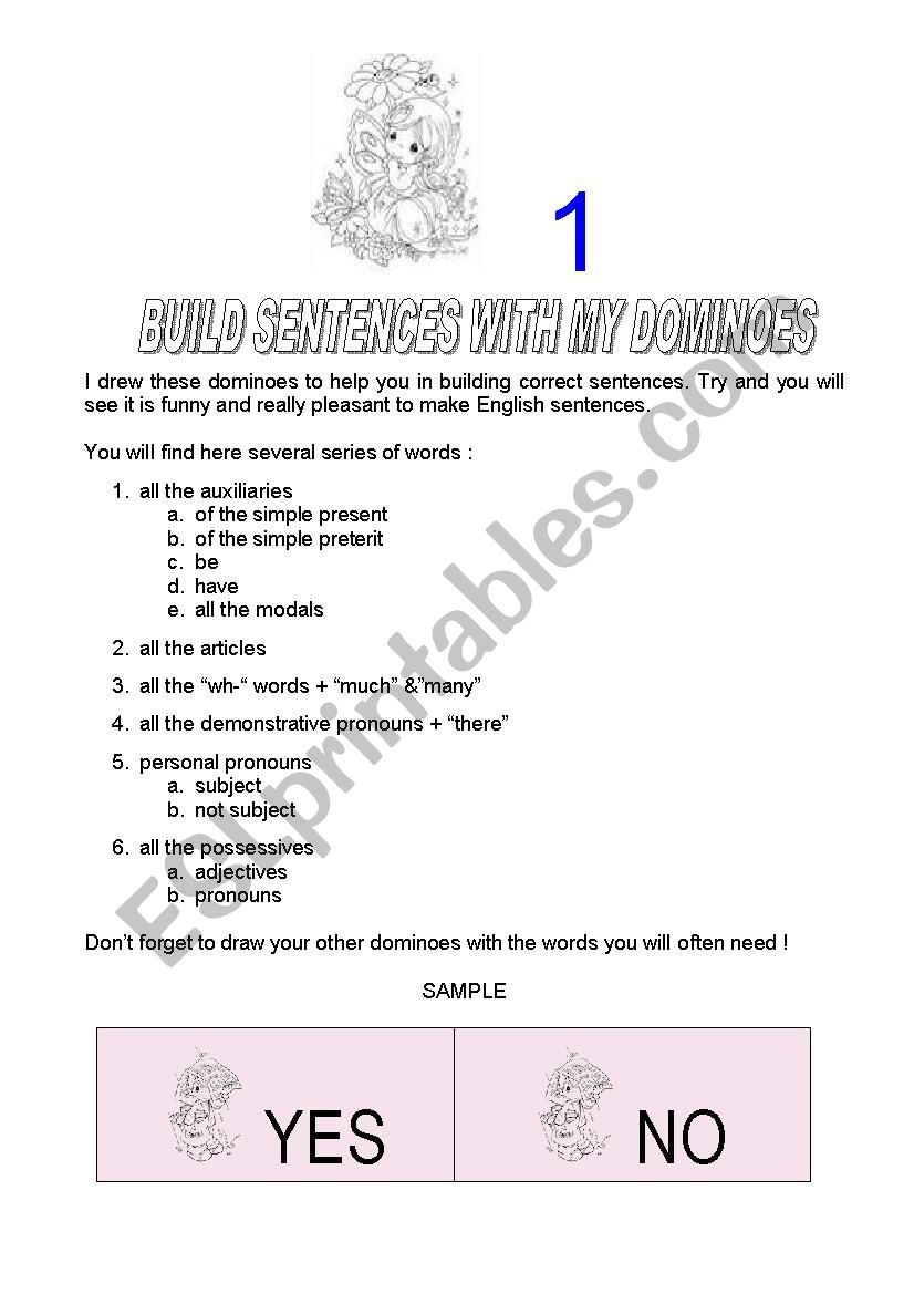 tools for building sentences worksheet