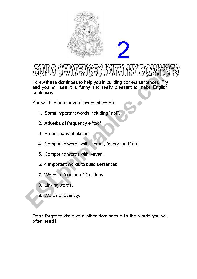 tools for building sentences worksheet