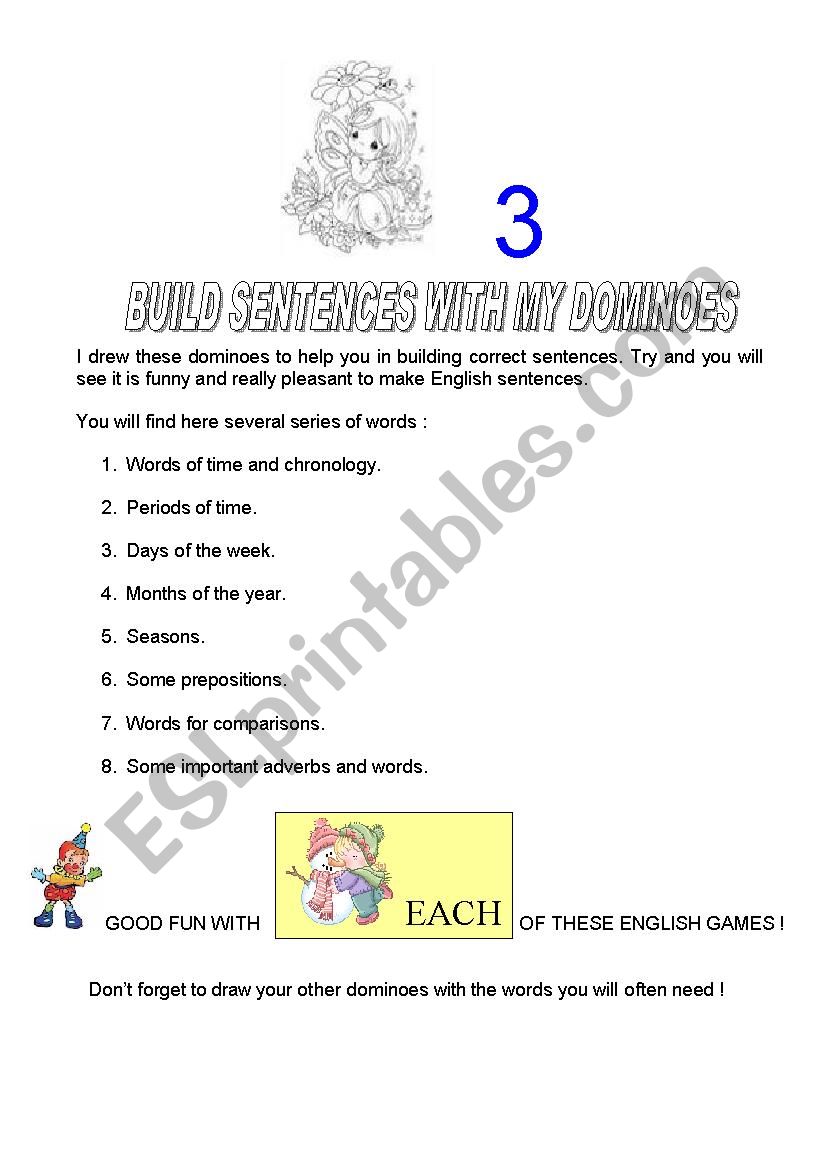 tools for building sentences worksheet