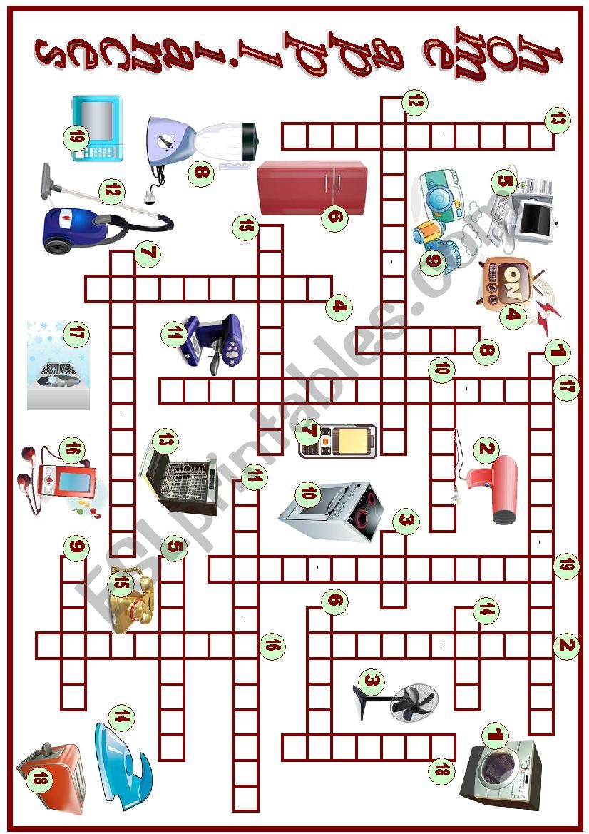 home appliances crossword (key included)