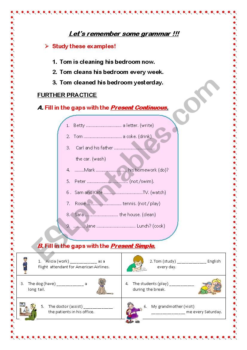 lets remember some grammar! worksheet