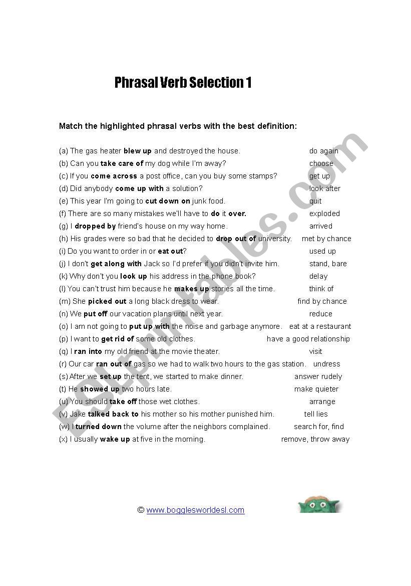 phrasal verbs worksheet