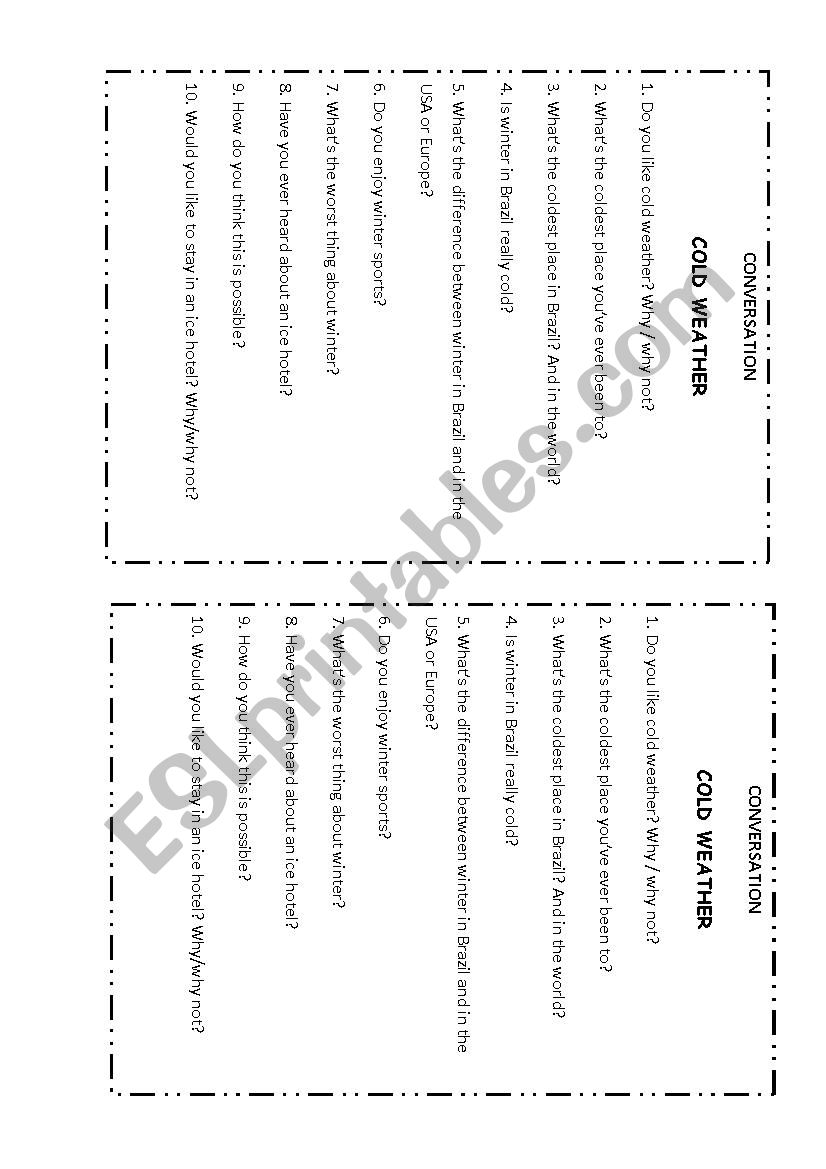 Cold Weather worksheet