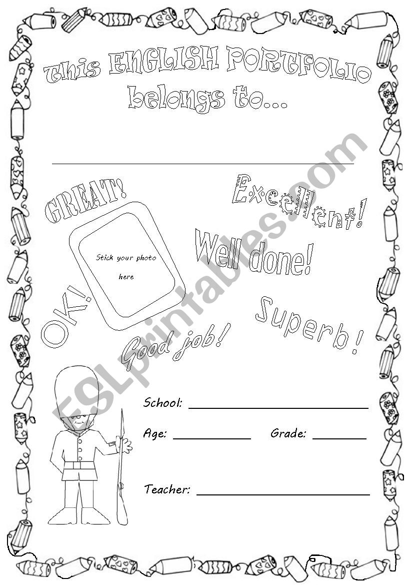 English portfolio cover worksheet