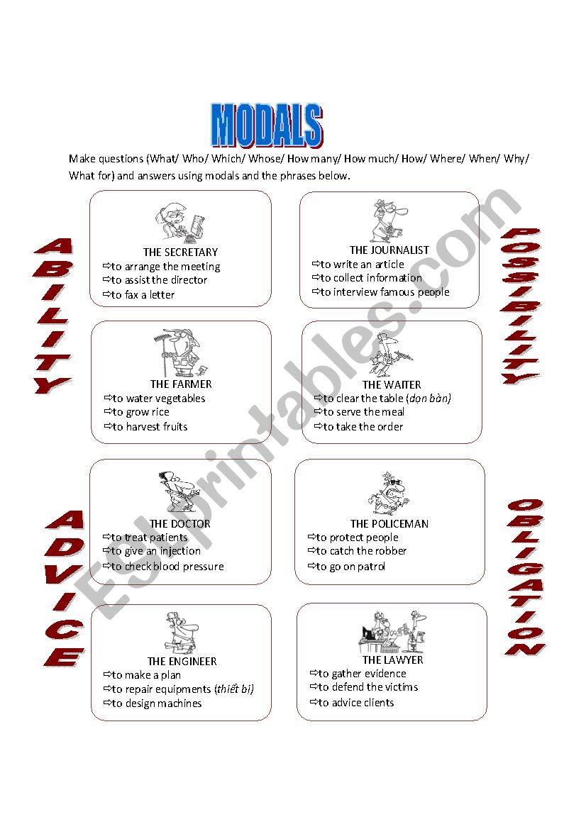 Modals worksheet