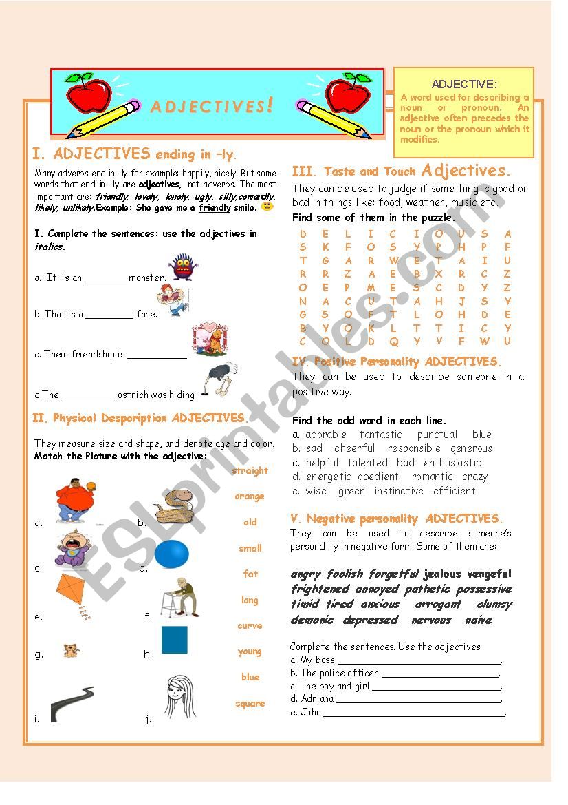 Adjectives worksheet