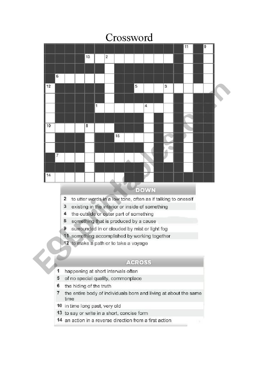 crossword puzzle worksheet