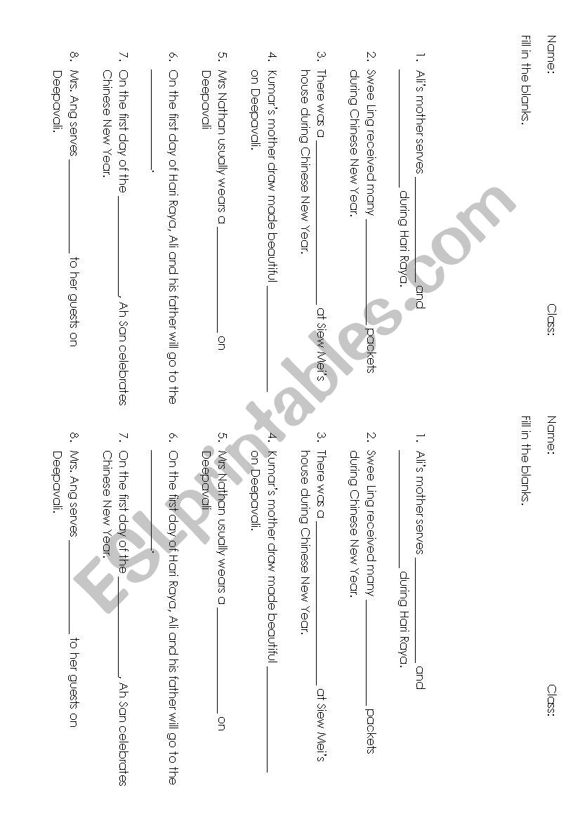 malaysian festivals worksheet