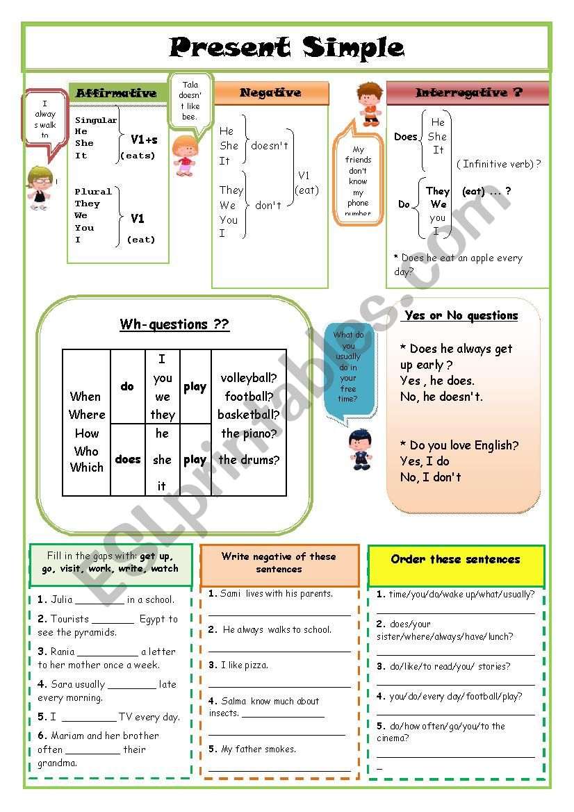 Simple present worksheet worksheet