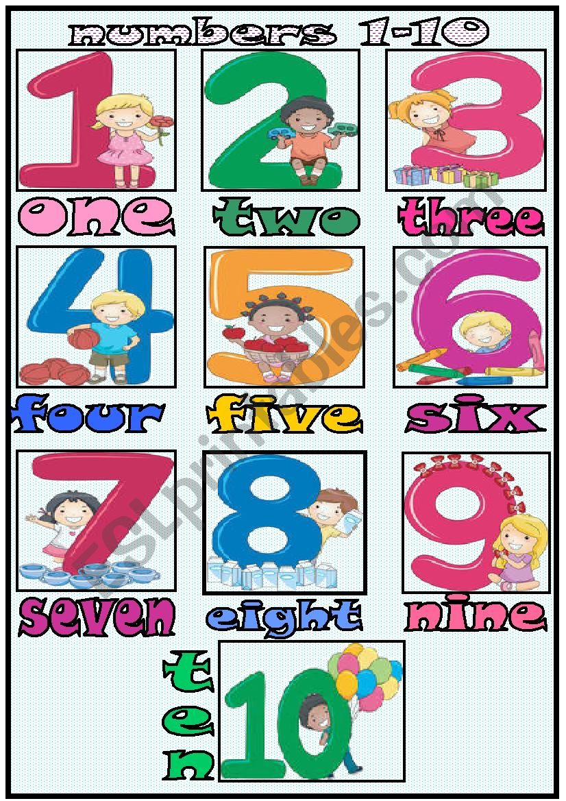 numbers 1-10 poster worksheet