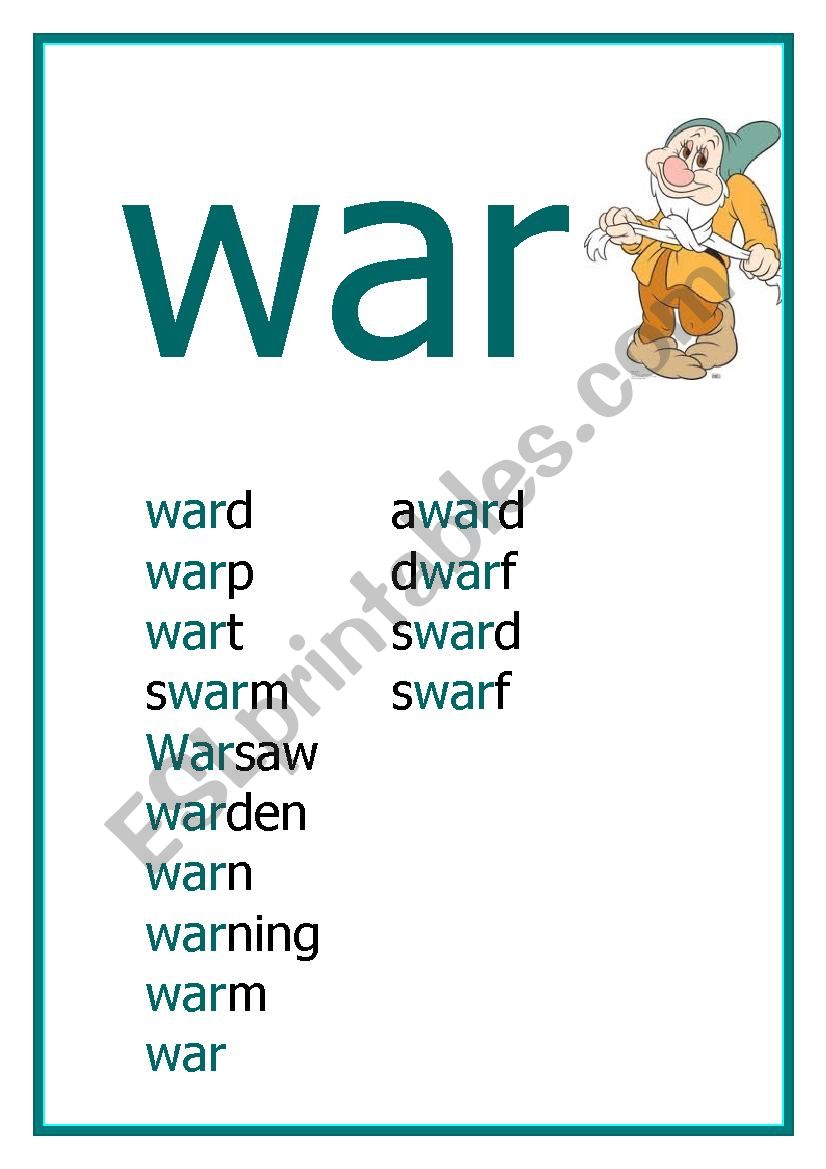 WAR Reading worksheet worksheet