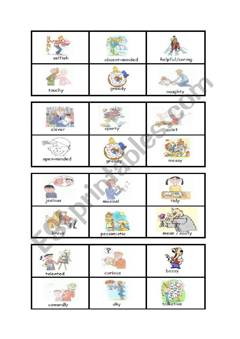 Bingo : personality (2) worksheet