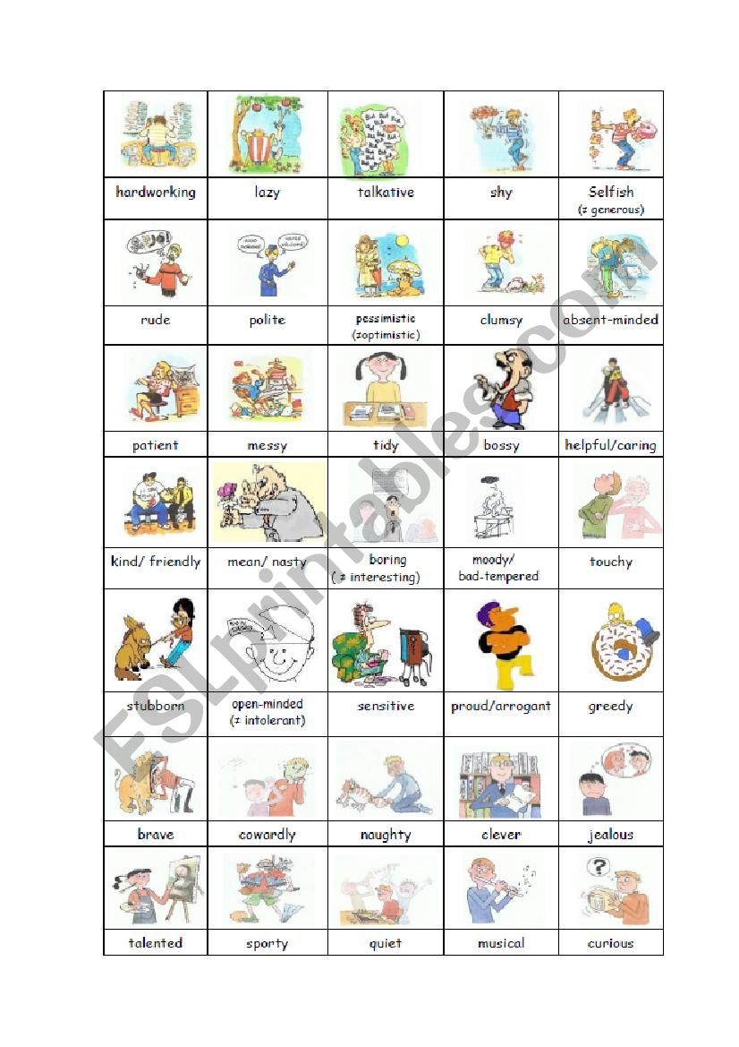 Bingo personality (3) worksheet