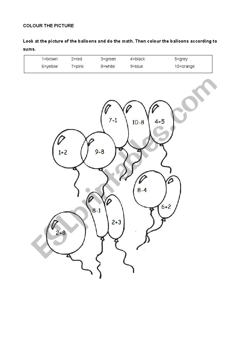 Colourful Math worksheet