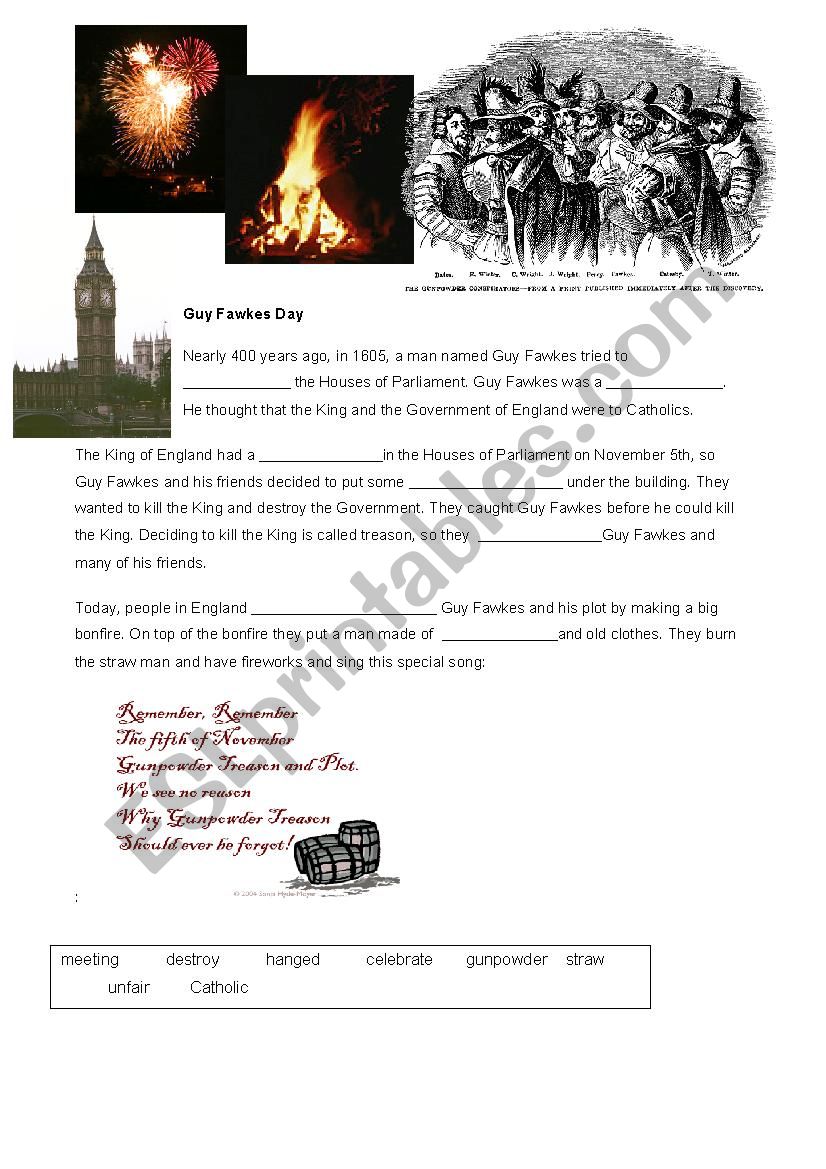 Bonfire Night Guy Fawkes worksheet