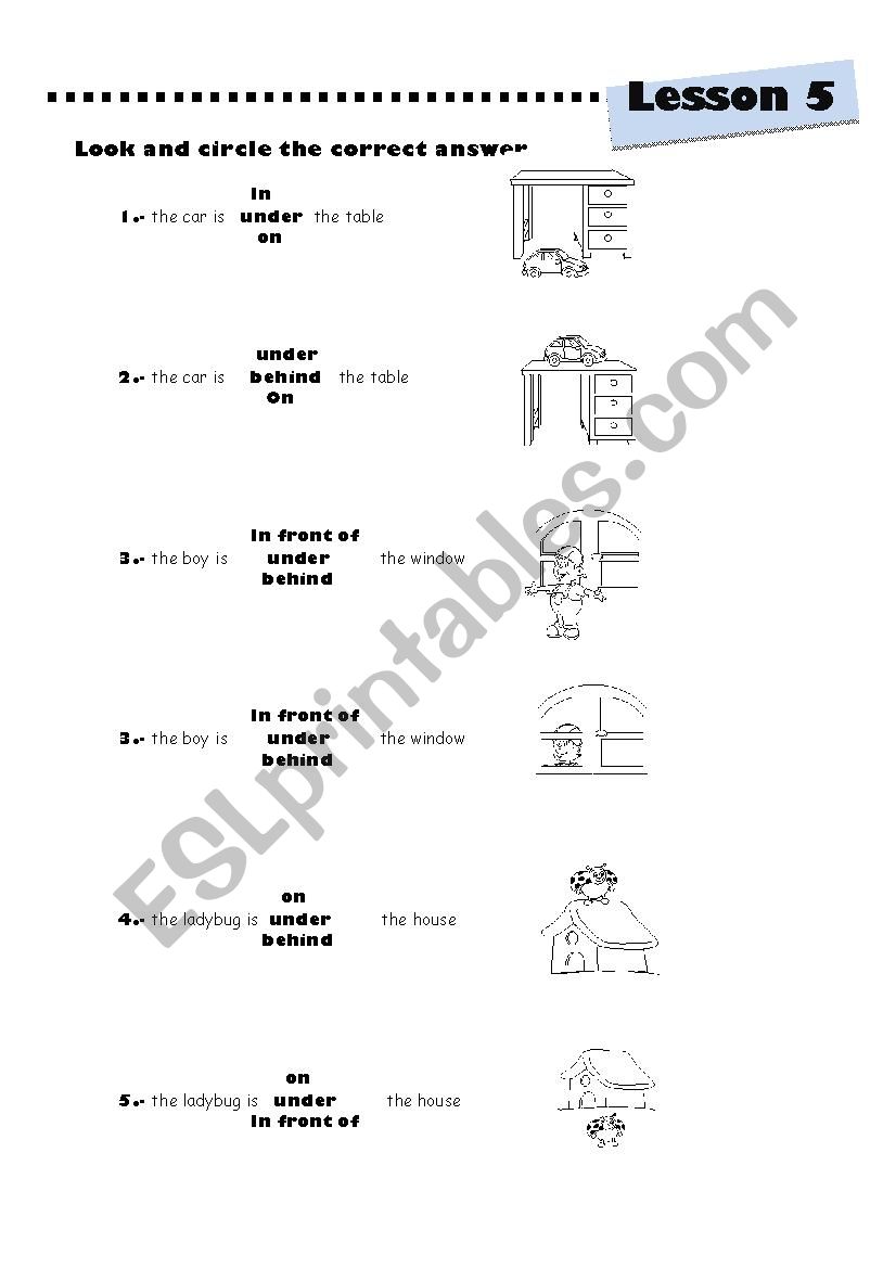 preposition  worksheet