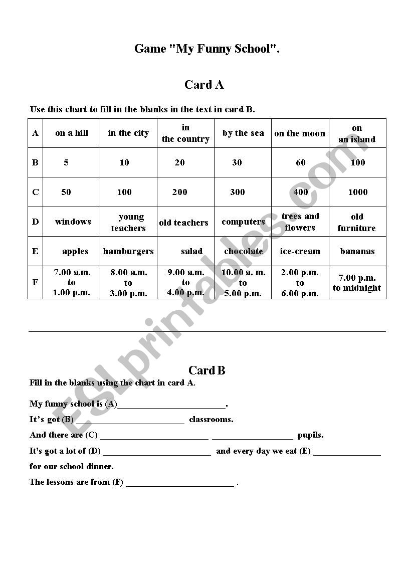My funny school worksheet