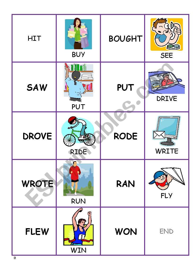 DOMINO  CARDS - past simple - irregular verbs - part 2