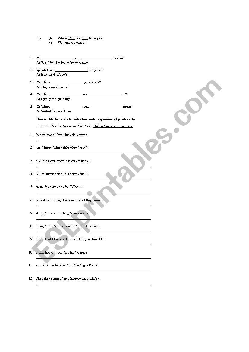 Simple past  worksheet