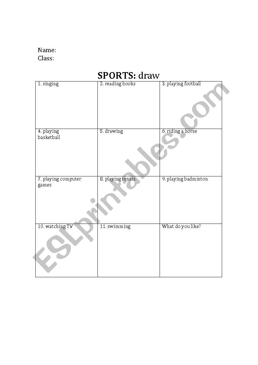 draw about sports worksheet