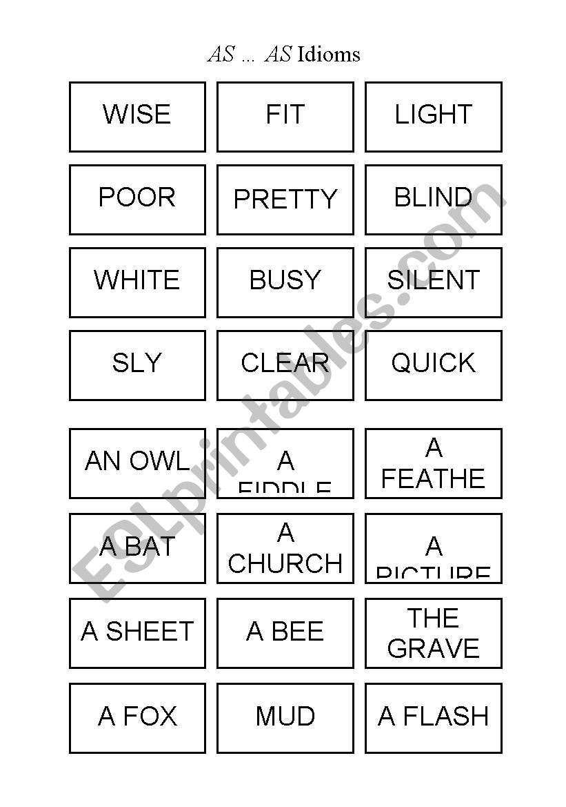 As ... as Idioms worksheet