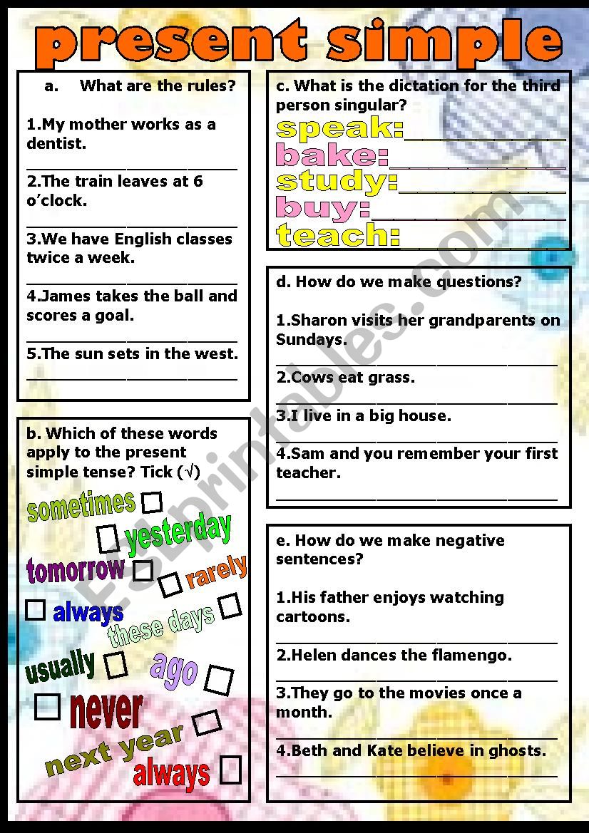 present simple (key included) worksheet