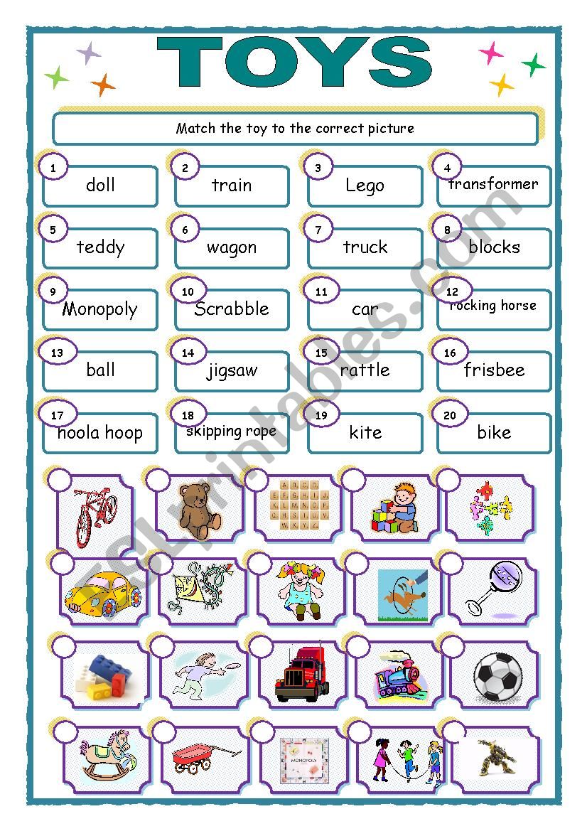 Toys worksheet