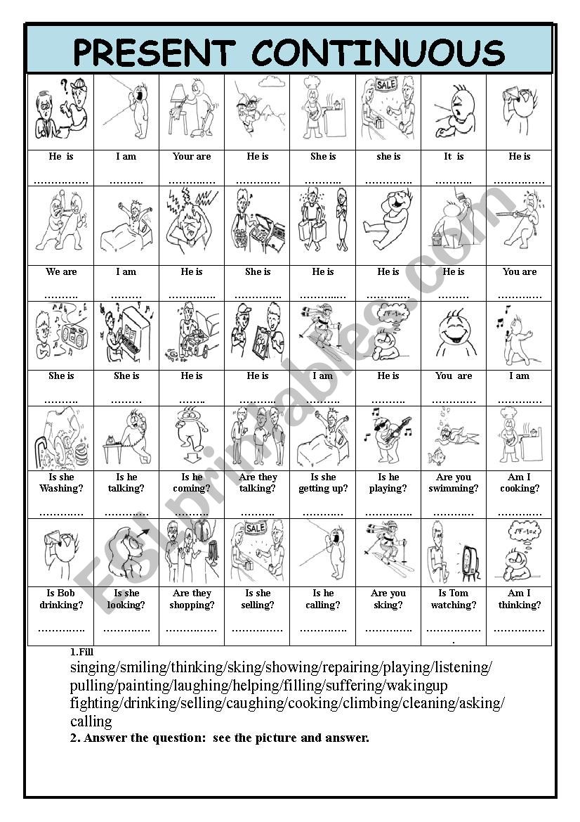 Present continuous with pronouns