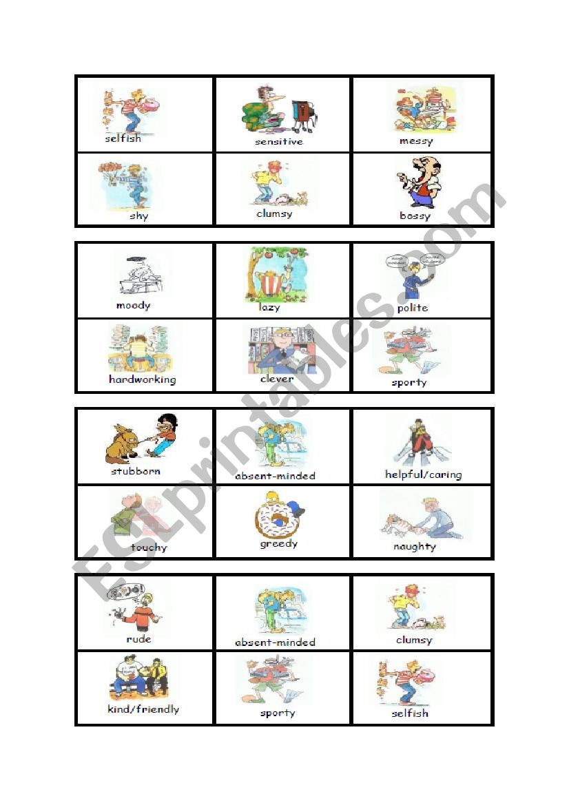 Bingo : personality (4) worksheet