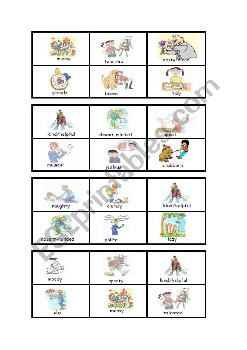 Bingo :personality (5) worksheet
