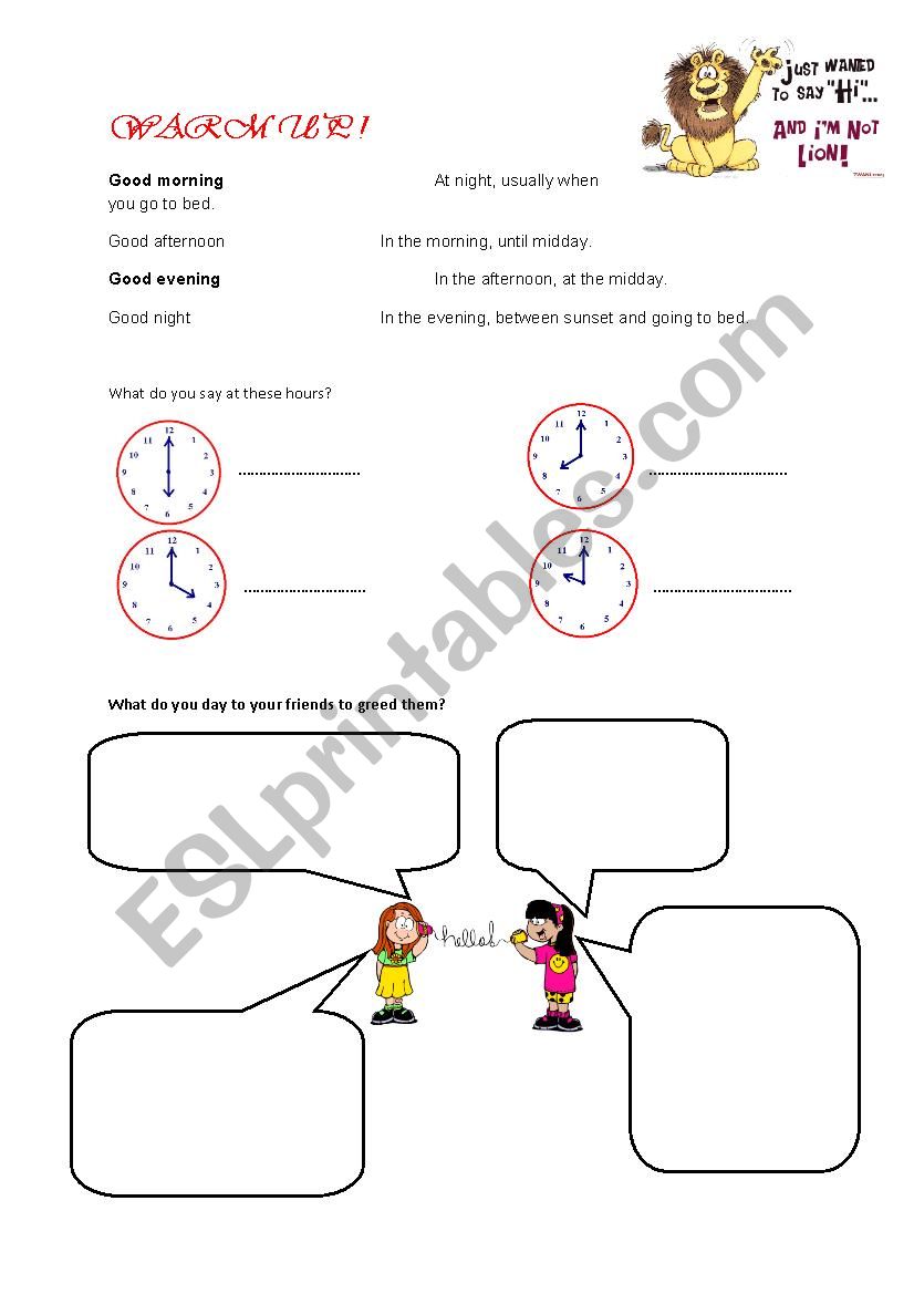 warm up worksheet