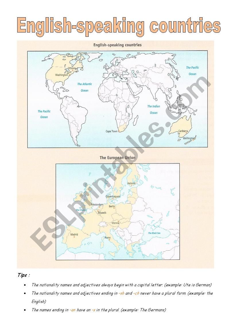 The English-speaking countries