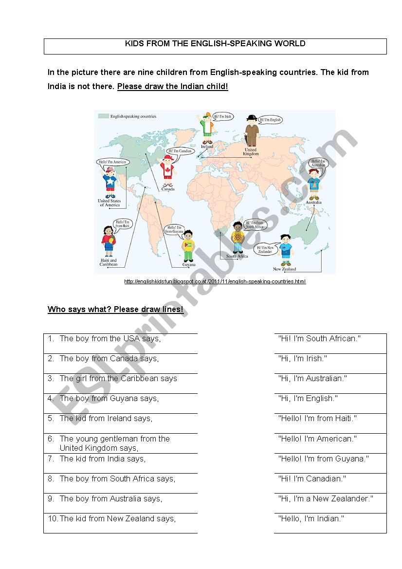 Kids from the English speaking world