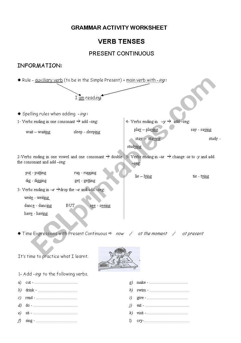 The Present Continuous worksheet