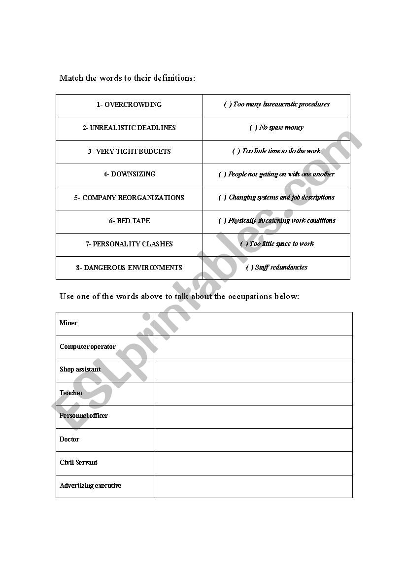 Business worksheet