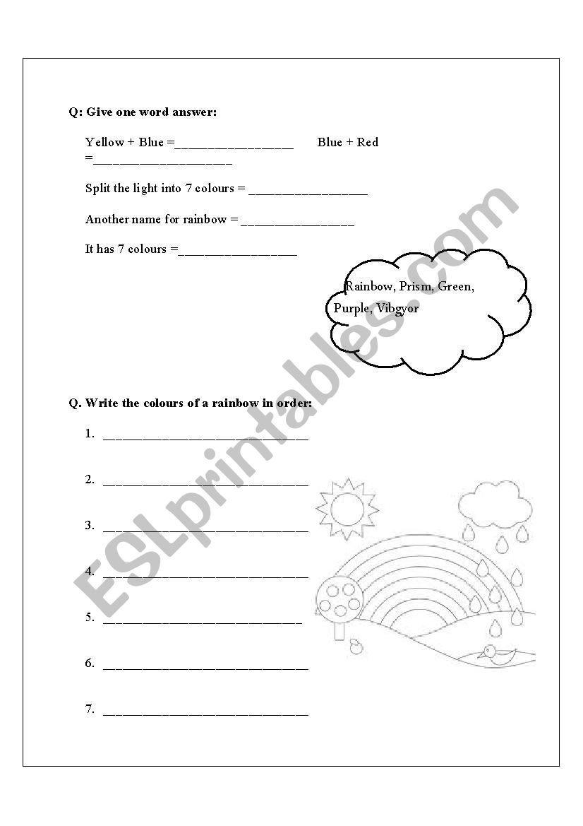 Rainbow worksheet