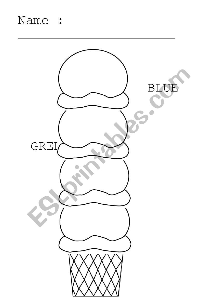 coloured ice-cream worksheet