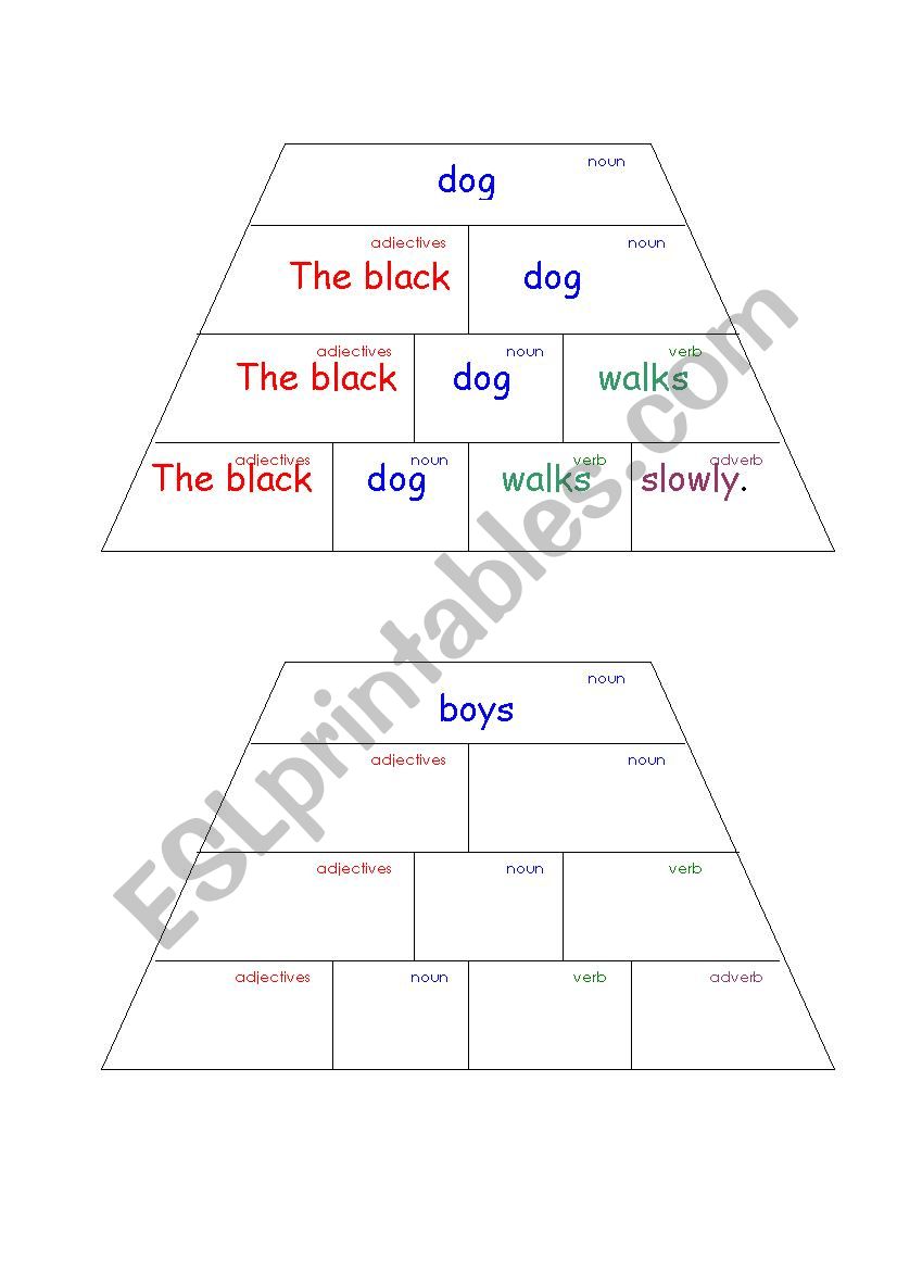 Sentence Pyramid worksheet