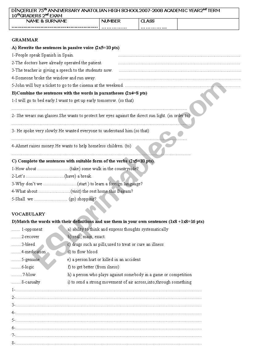 SINAV worksheet