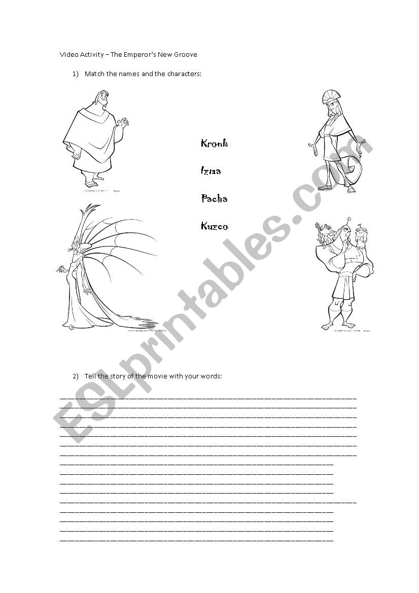The Emperors New Groove  worksheet