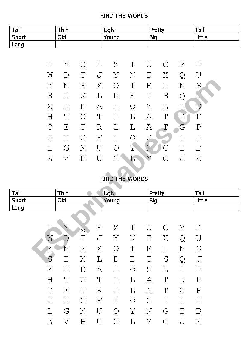 FIND THE WORDS worksheet